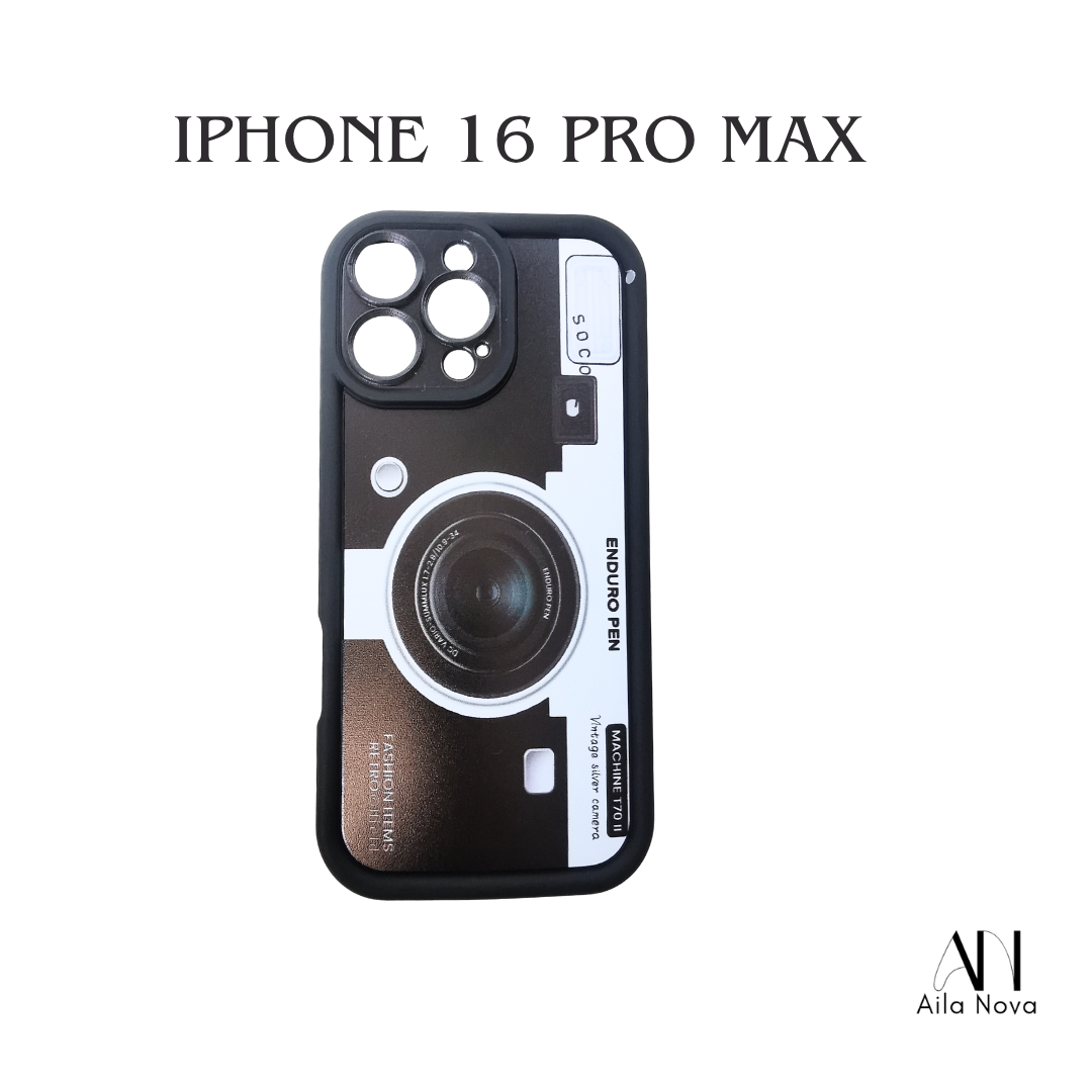Funda iPhone 16 PRO MAX – Diseño Cámara Retro | Protección + Estilo Vintage