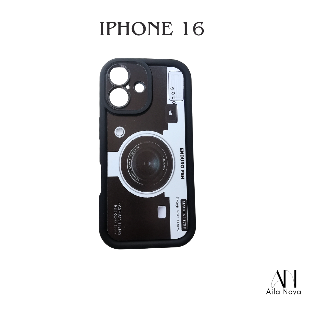 Funda iPhone 16 – Diseño Cámara Retro | Protección + Estilo Vintage