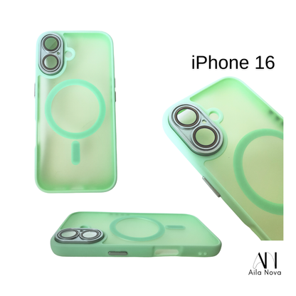 Funda MagSafe Frosted – iPhone 16Gris | Blanco | Verde | Negro | Rosa