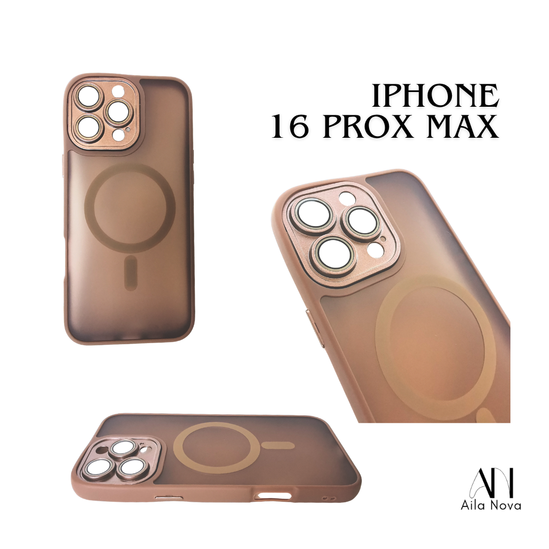 Funda Magnética Matte Frosted – iPhone 16 PRO MAX (Azul / Marrón / Negro)