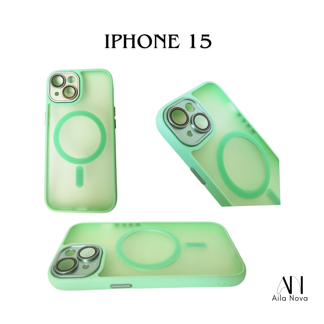 Funda MagSafe para iPhone 15 | Antigolpes | Acabado Mate Premium | Colores Verde y Negro