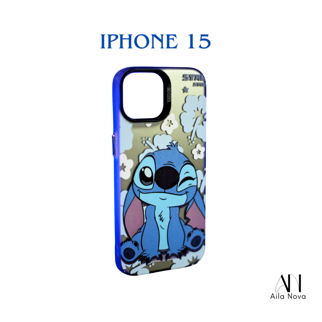 Funda Stitch para iPhone 15 | Antigolpes, Diseño Cute, Resistente y Ligera | Case Protectora