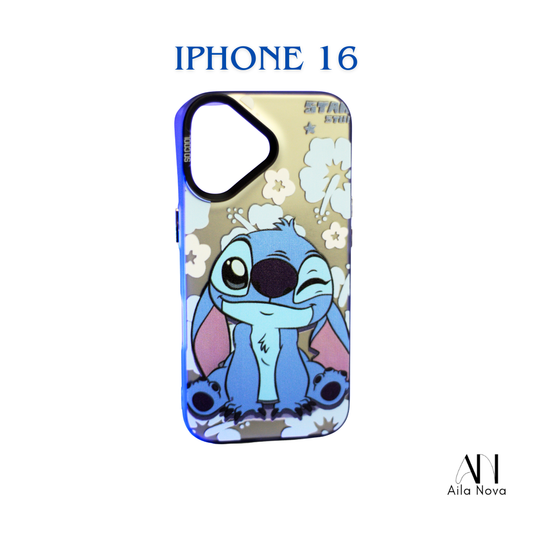 Funda Protectora para iPhone 16 – Diseño Stitch | Carcasa Antigolpes + Borde Suave
