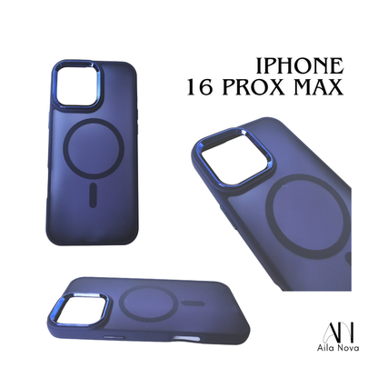 Funda Magnética Matte Frosted – iPhone 16 PRO MAX (Azul / Marrón / Negro)