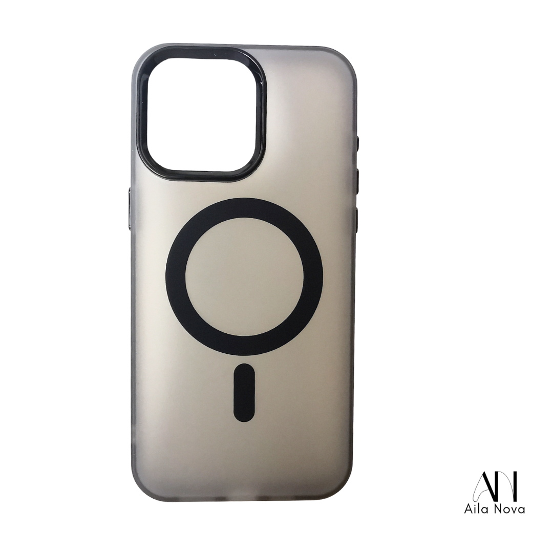 Funda Magnética iPhone 15 PRO MAX – Acabado Mate Translúcido (Blanco y Negro)