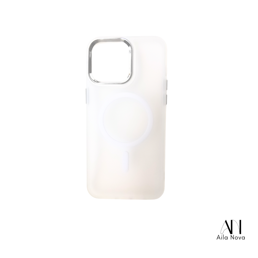 Funda Magnética iPhone 15 PRO MAX – Acabado Mate Translúcido (Blanco y Negro)