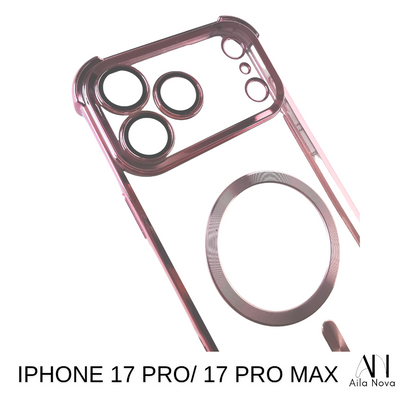 Funda MagSafe Acrílica con Bordes Metálicos Rosa – iPhone 17 PRO MAX
