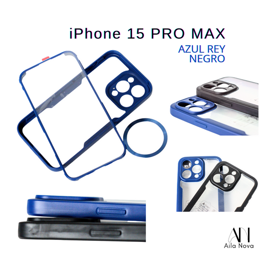 Funda 360° con Aro Magnético – iPhone 15 PRO MAX
Máxima Protección | Compatibilidad MagSafe | Negro | Azul