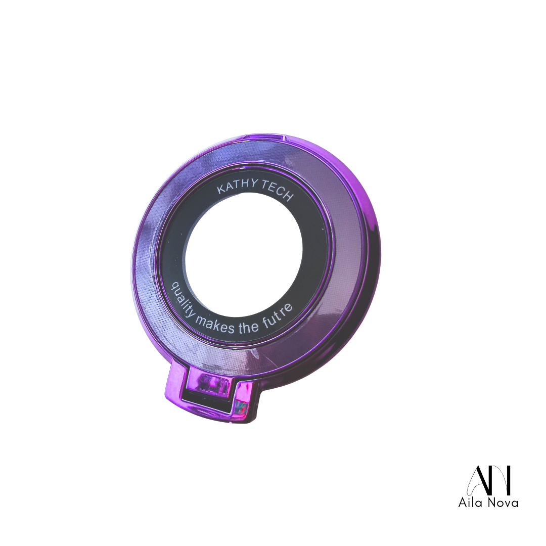 Funda Transparente con Aro Magnético & Soporte – iPhone 16 | Negro | Morado