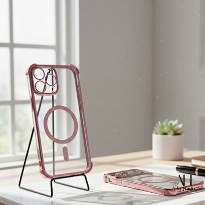 Funda MagSafe Acrílica con Bordes Metálicos Rosa – iPhone 17 PRO MAX