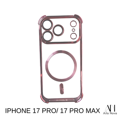 Funda MagSafe Acrílica con Bordes Metálicos Rosa – iPhone 17 PRO MAX