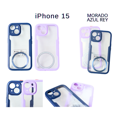 Funda 360° con Aro Magnético – iPhone 15
Máxima Protección | Compatibilidad MagSafe | Azul | Lila