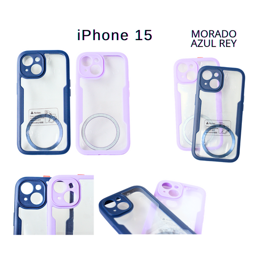 Funda 360° con Aro Magnético – iPhone 15
Máxima Protección | Compatibilidad MagSafe | Azul | Lila