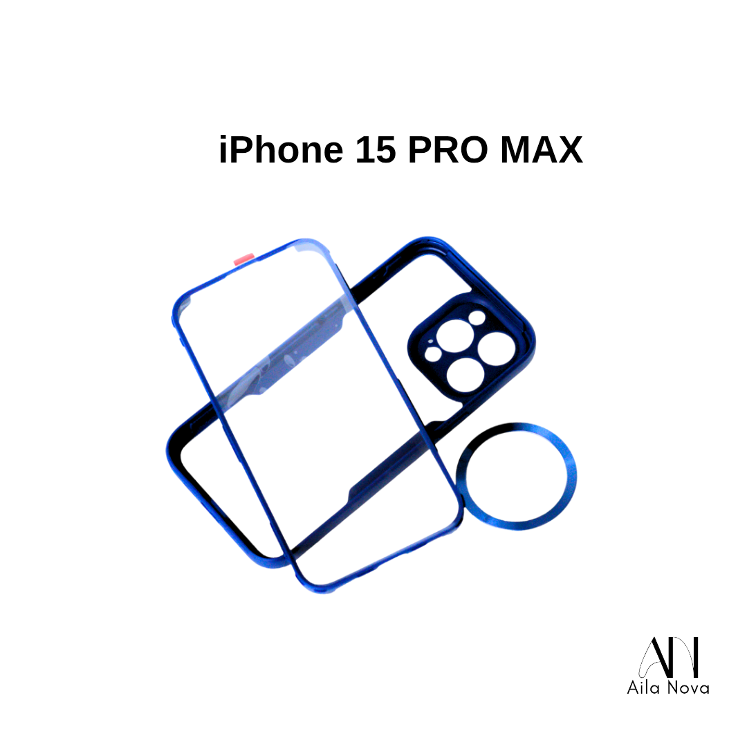 Funda 360° con Aro Magnético – iPhone 15 PRO MAX
Máxima Protección | Compatibilidad MagSafe | Negro | Azul